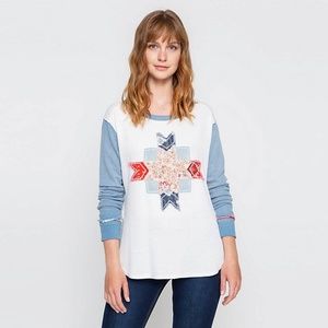 Free People Lone Star Patchwork Thermal Top NWT